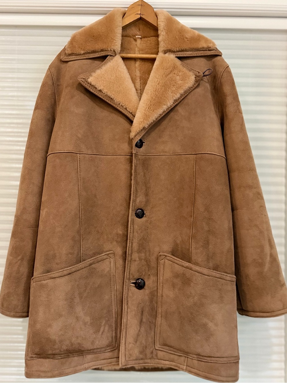 Women’s Vintage “Sportsman’s” Curly Pile Shearling Coat - Classic Suede